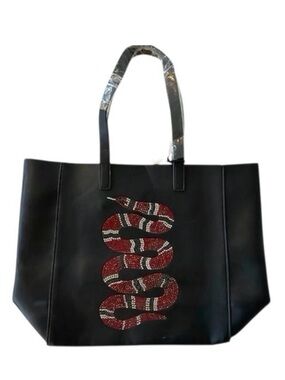 NWOT RARE ah-dorned New York Black Tote with Rhinestone Crystal Snake